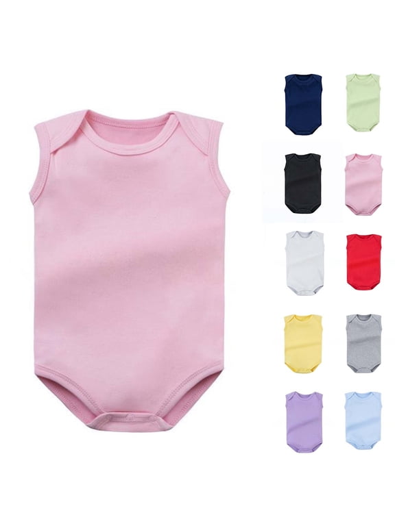 Unisex Baby Solid Crew Neck Sleeveless Bodysuit, Soft Knit Tank Onesie, Infant Summer Daily Undershirt