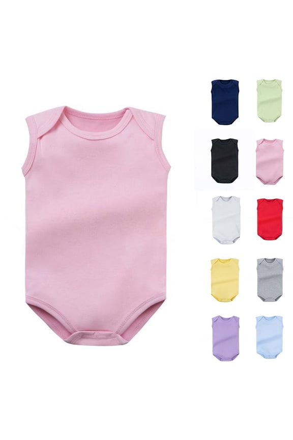 Unisex Baby Solid Crew Neck Sleeveless Bodysuit, Soft Knit Tank Onesie, Infant Summer Daily Undershirt