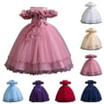 thumbnail image 1 of Agkizg Wedding Dress for Girls Short Sleeve Dresses Crewneck Solid Color Formal Dresses A Line Flower Girl Princess Dresses for Birthday Party, 1 of 3