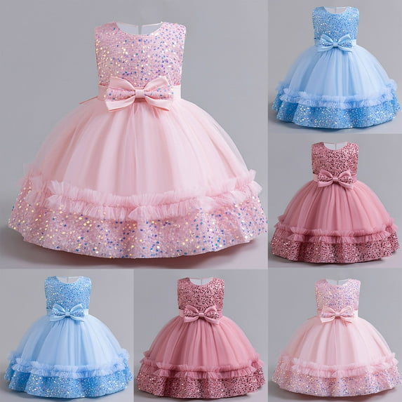 Agkizg Wedding Dress for Girls Sleeveless Tank Dresses Crewneck Solid Color Formal Dresses A Line Flower Girl Princess Dresses for Birthday Party