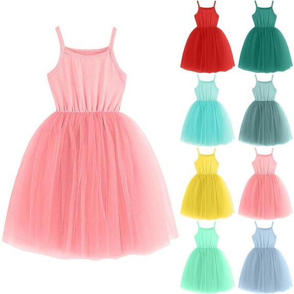 Agkizg Wedding Dress for Girls Sleeveless Tank Dresses Crewneck Solid Color Formal Dresses A Line Flower Girl Princess Dresses for Birthday Party