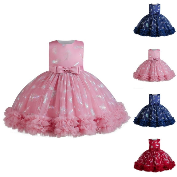 Agkizg Wedding Dress for Girls Sleeveless Tank Dresses Crewneck Solid Color Formal Dresses A Line Flower Girl Princess Dresses for Birthday Party