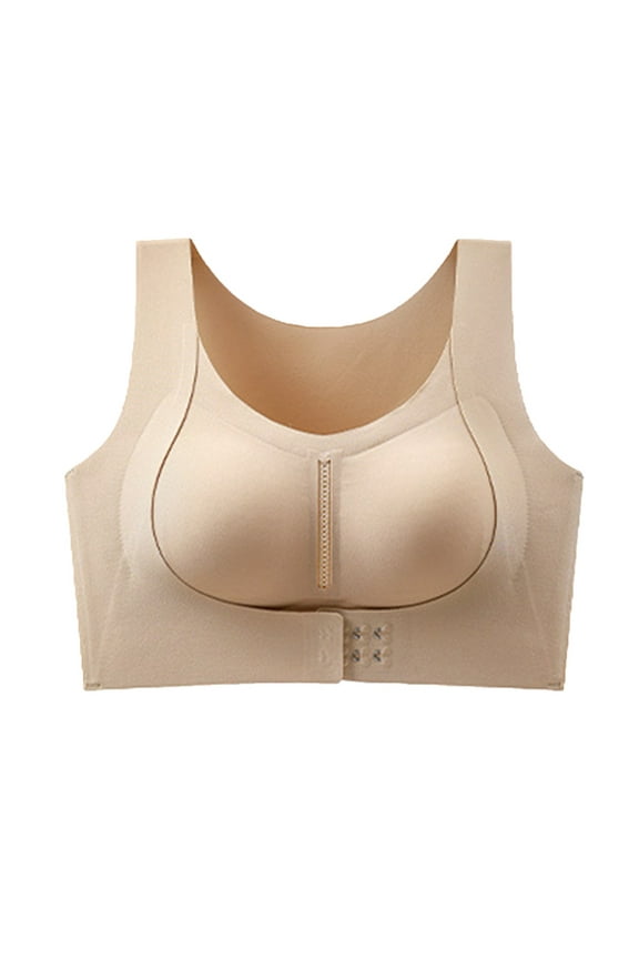 Wireless Thin Strap Back Closure Bra,Solid Color Lifting Push Up,Side Smoothing Breathable Stretchy All Day Casual Wear Bra (Women's or Women's Plus)