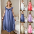 thumbnail image 1 of Agkizg Women Sleeveless Nightgown Camis Silk Satin V-Neck Lace Loungewear Casual Nightdress Pajamas Soft Comfortable Sleepwear Homewear, Sizes S-L, 1 of 5