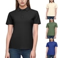 thumbnail image 1 of Agkizg Women's Casual Button Down Shirt Short Sleeve Collared Loose Fitting Summer Blouse Top, 1 of 4