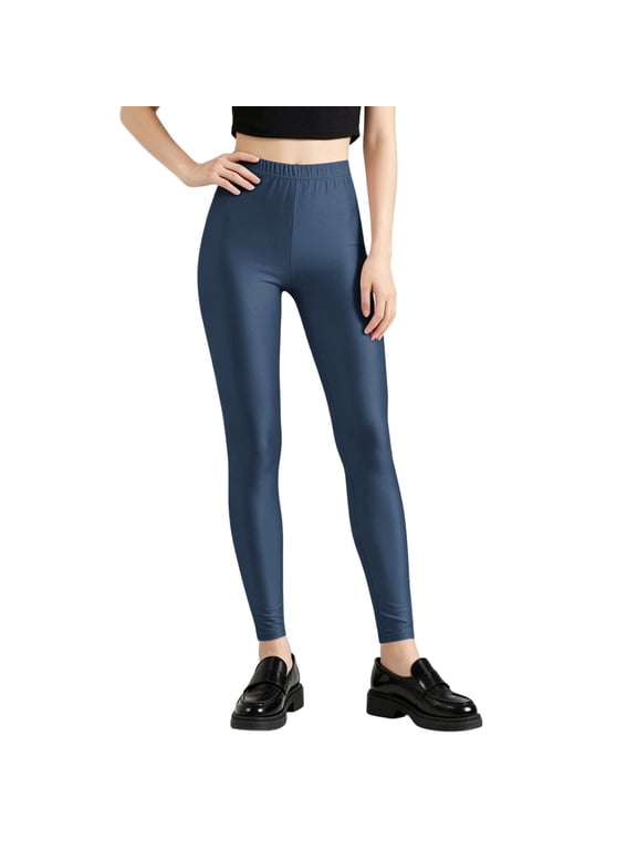 Women's Fall Stretch Leggings, Glossy Silk Stretch Leggings Fluorescent Tone Slim Base Layer Pants