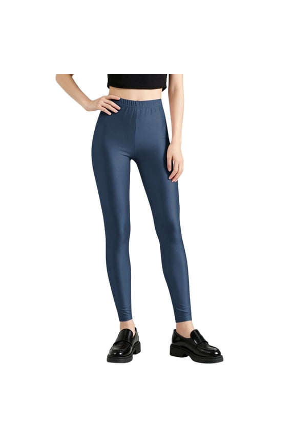 Women's Fall Stretch Leggings, Glossy Silk Stretch Leggings Fluorescent Tone Slim Base Layer Pants