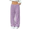 thumbnail image 1 of Agkizg Women's Fleece-Lined Sleep Pants,Women's Warm Loungewear Pants,Women's Fall Winter Fleece Lined Pants Elastic Waist Drawstring Straight Leg Loose Fitting Casual Warm Thermal Daily Wear Pants, 1 of 4