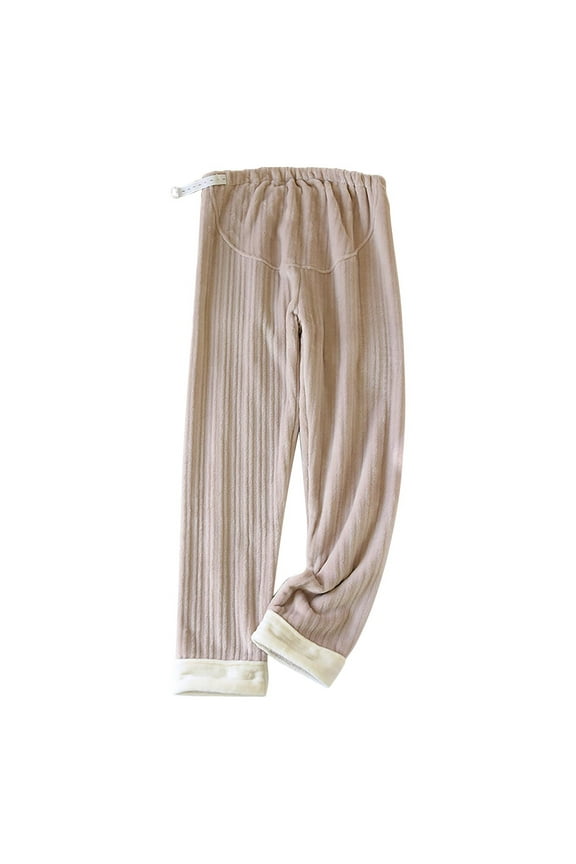 Women's Fleece-Lined Sleep Pants,Women's Warm Loungewear Pants,Women's Winter Fleece Lined Maternity Pants Thickened Flannel Fleece Home Wear Adjustable Belly Support Warm Pajama Pants