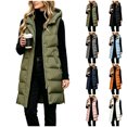 thumbnail image 1 of Agkizg Women's Long Hooded Puffer Vests, Sleeveless Quilted Gilet, Full Zip Up Warm Winter Outerwear with Side Pockets, Casual Longline Vests for Fall Winter, 1 of 7