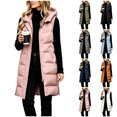 thumbnail image 1 of Agkizg Women's Long Hooded Puffer Vests, Sleeveless Quilted Gilet, Full Zip Up Warm Winter Outerwear with Side Pockets, Casual Longline Vests for Fall Winter, 1 of 7