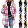 thumbnail image 1 of Agkizg Women's Plaid Hooded Teddy Fleece Coat, Button Front Sherpas Jacket with Pockets, Warm Fall Winter Outerwear, 1 of 7