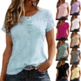 thumbnail image 1 of Agkizg Women's Short Sleeve Layering Top Multi Color Breathable Mesh Fabric Casual Basic Solid Color Daily Blouse, 1 of 5