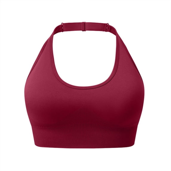 Agkizg Women's Sports Bra Halters Neck Adjustable Straps Low Back Racerback Yoga Crop Top