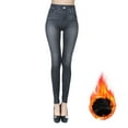 thumbnail image 1 of Agkizg Women's Winter Fleece Lined Pants,Women's Fall Winter High Waist Faux Denim Fleece Lined Pants Stretchy Thermal Leggings Inner Wear Warm Layering Casual Pants, 1 of 3