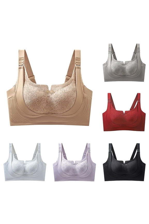 Women's Wireless Bra Side Support Push Up Lift Seamless Patterned Everyday Comfortable Bra