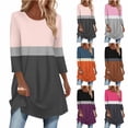 thumbnail image 1 of Agkizg Womens Fall Clothing Plus Size Womens Tops Long Sleeve Blouses Print 3/4 Sleeve Long Length Curved Hem Top for Women Casual Fashion Fall Outfits XL, 1 of 5