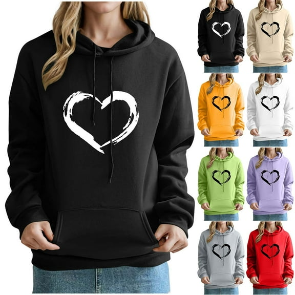 Agkizg Womens Fall Clothing Plus Size Womens Tops Long Sleeve Blouses Print Long Sleeve Hoodie with Pockets Drop Shoulder Pullover Top XXL