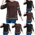 thumbnail image 1 of Agkizg Womens Fall Clothing Plus Size Womens Tops Long Sleeve Blouses Two-Piece Look Crew Neck Long Sleeve Pullover Hoodie Top for Fall Winter Daily Wear XXXXL, 1 of 5