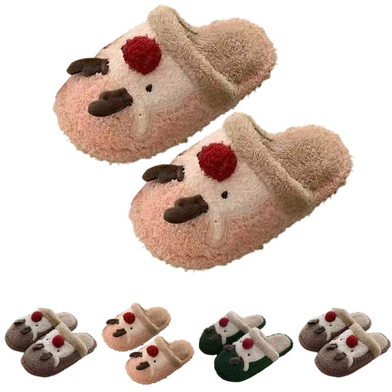 Agkizg Womens Fuzzy Slippers, House Slippers, Multi Size Decorative Fuzzy Lined House Slippers Warm Plushes Comfortable Indoor Winter Slippers