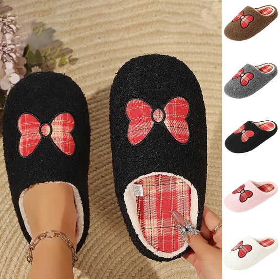 Agkizg Womens Fuzzy Slippers, House Slippers, Plus Size Round Closed Toe Fuzzy House Slippers Warm Plushes Comfortable Casual Indoor Winter Slippers