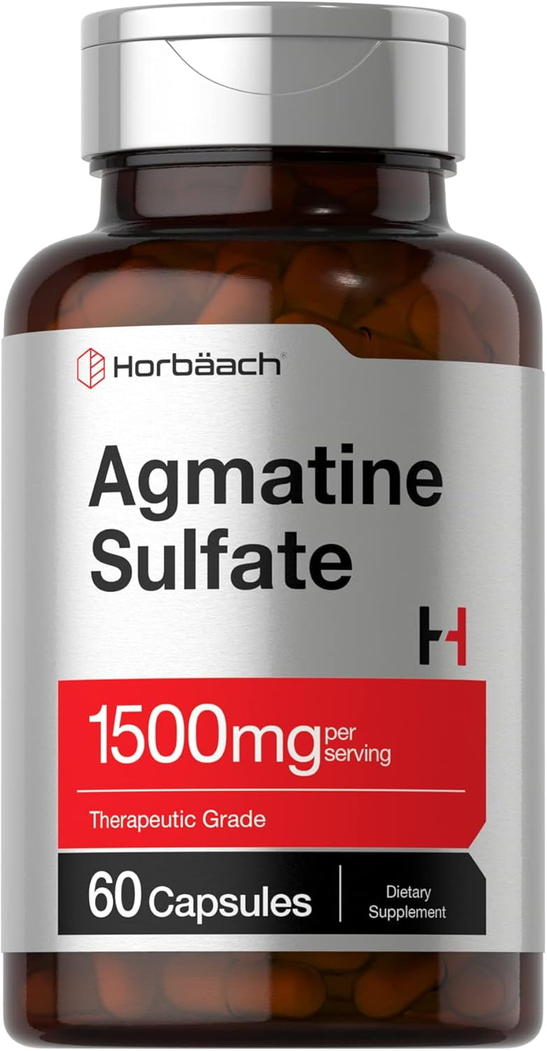 Agmatine Sulfate Capsules 1500mg | 60 Pills for Men and Women | by Horbaach