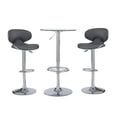 thumbnail image 1 of Agnes 3-Piece Metal and Glass Pub Table Set, Gray Faux Leather, 1 of 8