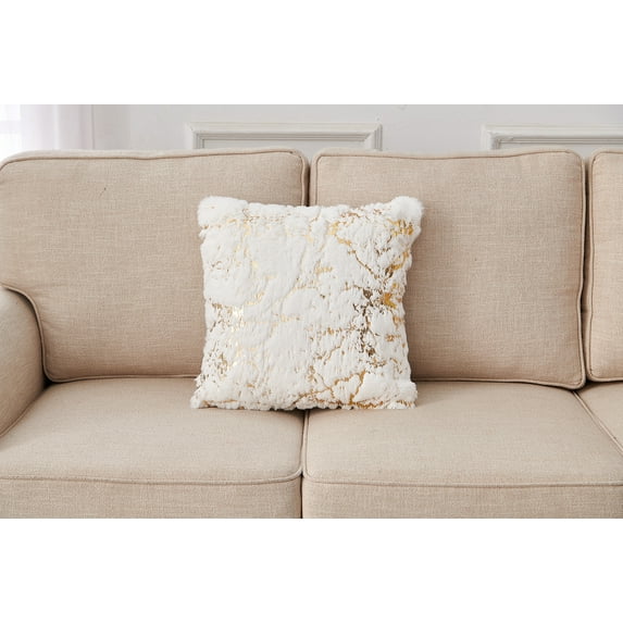 Agnes Luxury Chinchilla Faux Fur Gilded Pillow (18 In. x 18 In.)