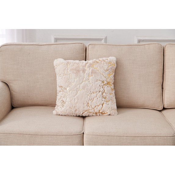 Agnes Luxury Chinchilla Faux Fur Gilded Pillow (22 In. x 22 In.)