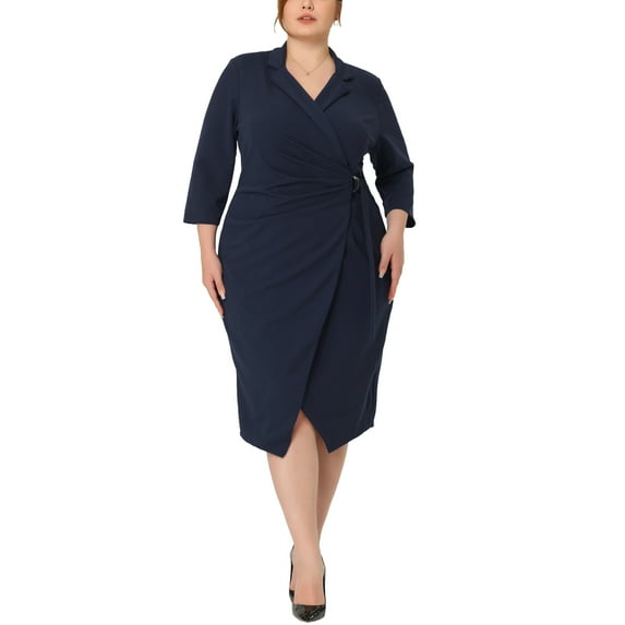 Agnes Orinda 1950s Vintage Dress for Women Plus Size Sheath Denim Midi Dress