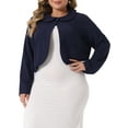 thumbnail image 1 of Agnes Orinda Bolero Shrugs for Women Plus Size Business Long Sleeve Peter Pan Cardigan Crop Jackets, 1 of 5