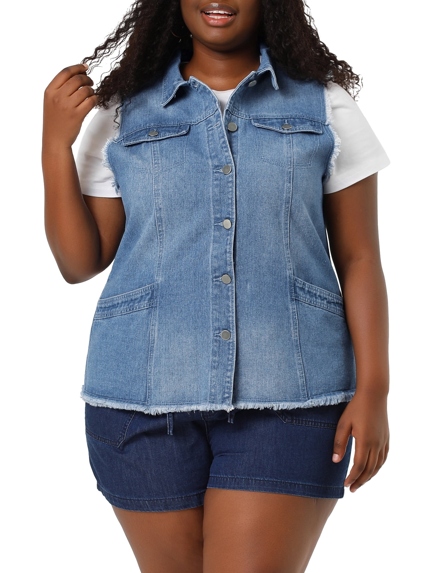 Agnes Orinda Plus Size Raw-Hem Sleeveless Denim Ethiopia Ubuy