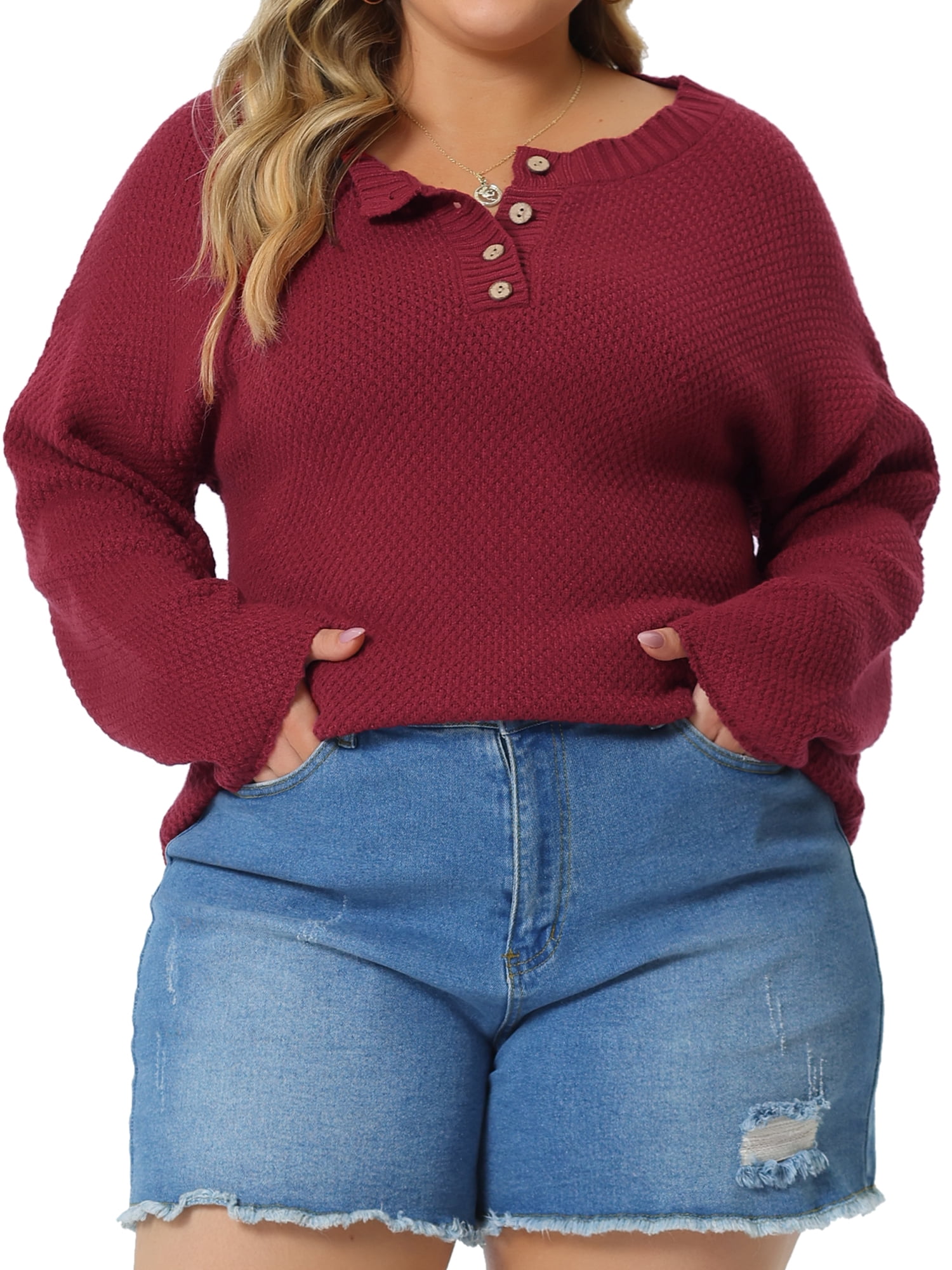Agnes Orinda Juniors Plus Size Sweater for Oversized Round Neck Long ...