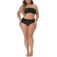 thumbnail image 1 of Agnes Orinda Women's Plus Size Valentines Day 2 Piece Bandeau Bikini Velvet Leopard Swimsuit High Waisted Bathing Suits 3X Black, 1 of 6