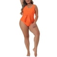 thumbnail image 1 of Agnes Orinda Women's Plus Size 1 Piece Swimsuits High Waisted Tummy Control Push Up Beach Vacation Bathing Suits 2X Orange, 1 of 7