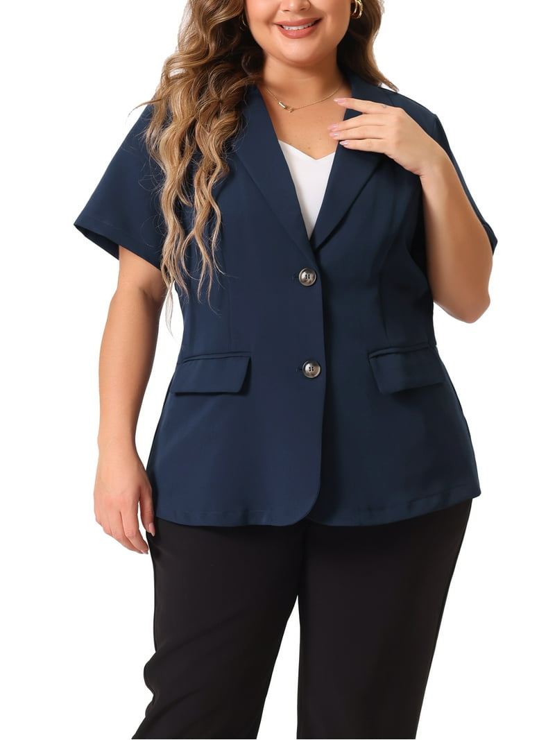 Agnes Orinda Plus Size Blazers for Women Casual Short Sleeve