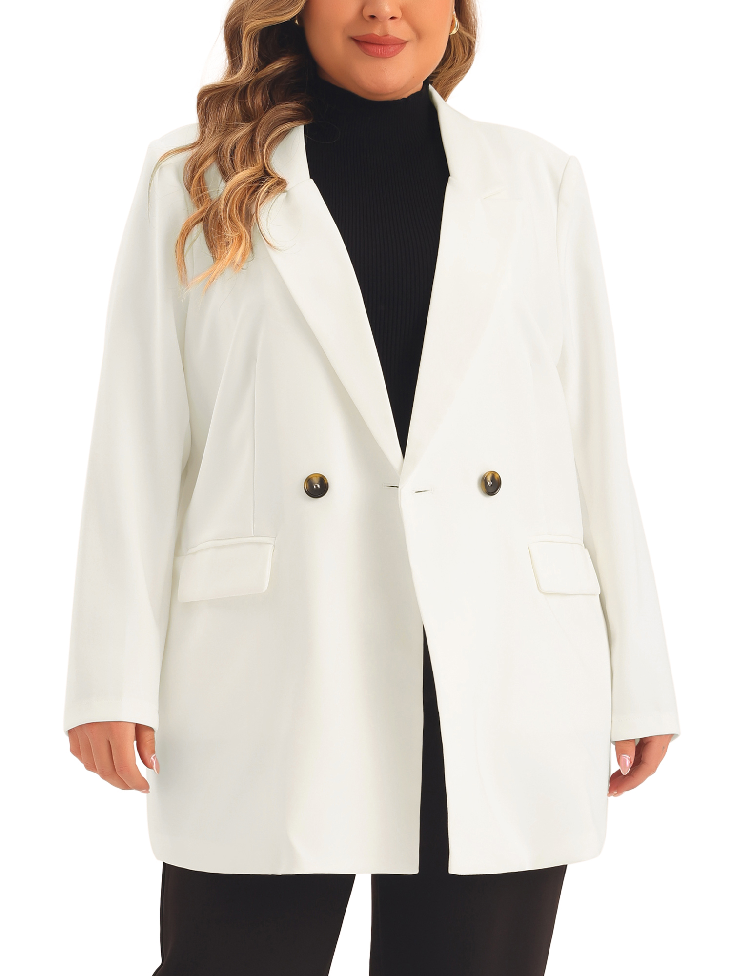 Blazer Grande Taille Femme Agnes Orinda - Col à Revers, Boutonnage, Poches, Pour Bureau Et Occasions