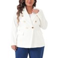 thumbnail image 1 of Agnes Orinda Women's Plus Size Blazers Notch Lapel Long Sleeve Buttons Office Work Jackets Blazer with Pockets 3X White, 1 of 6