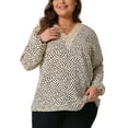 thumbnail image 1 of Agnes Orinda Plus Size Blouses for Women Long Sleeve Leopard Print Tops V Neck Casual Blouse, 1 of 6