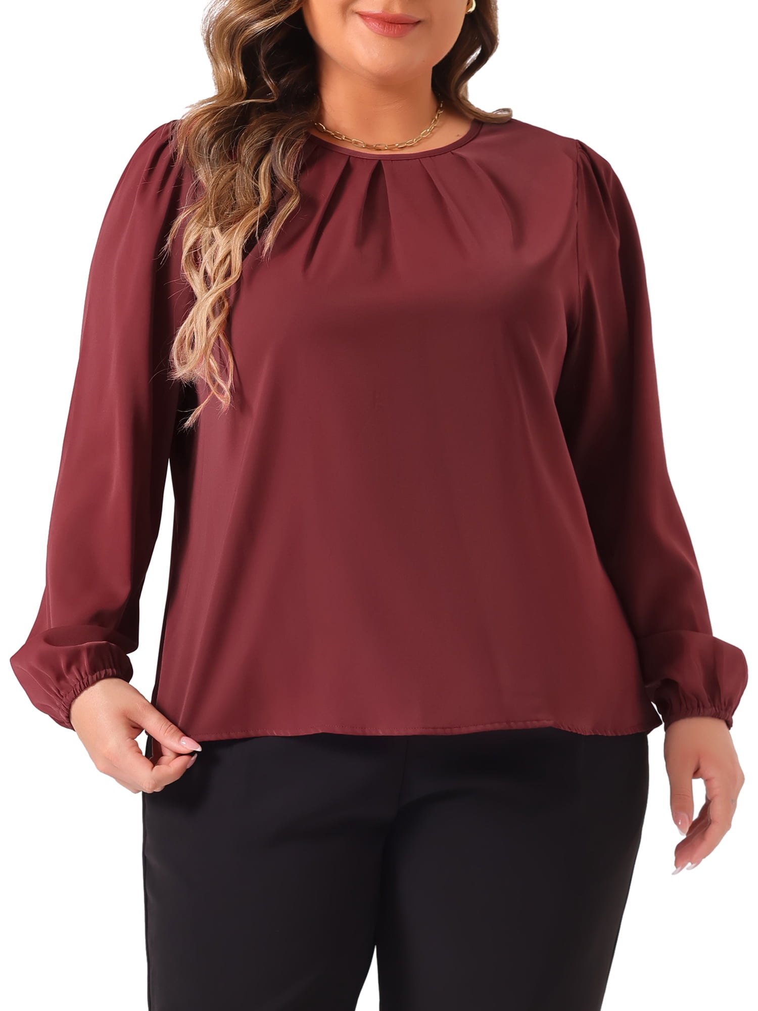 red chiffon blouse plus size