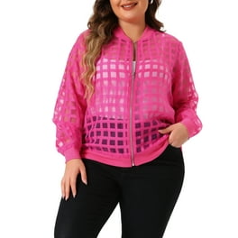 Agnes Orinda Women's Plus Size Button Down Crew Neck Long Sleeves