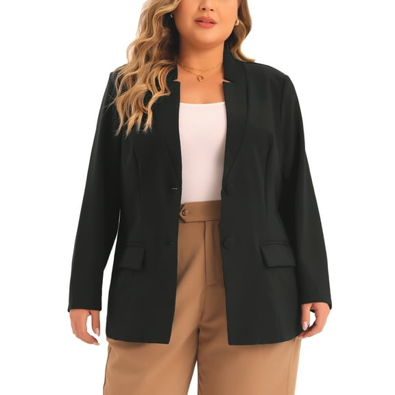 Agnes Orinda Plus Size Business Suit Blazer for Women Button Long Sleeve Office Work Blazer Jacket