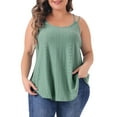 thumbnail image 1 of Agnes Orinda Plus Size Tank Tops for Women Eyelet Embroidery Sleeveless Spaghetti Strap Loose Fit Cami Tops 3X Gray Green, 1 of 6