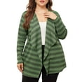 thumbnail image 1 of Agnes Orinda Plus Size Cardigan for Women Long Sleeve Casual Lightweight Knit Open Front Outfits 1X Green Black, 1 of 6