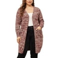 thumbnail image 1 of Agnes Orinda Plus Size Cardigan for Women Long Sleeve Open Front Knit Pockets Coat, 1 of 5
