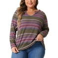 thumbnail image 1 of Agnes Orinda Plus Size Casual Tops for Women Long Sleeve T-Shirt Notch V Neck Blouses Fall Winter Tunics 3X Pink, 1 of 6