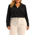 thumbnail image 1 of Agnes Orinda Plus Size Casual Chiffon Shirt for Women's Long Sleeve Button Down V Neck Collared Tops Office Shirts, 1 of 5