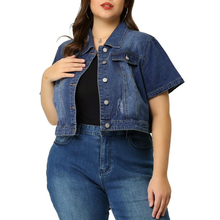 Cropped Denim Jacket Plus Size Plus Cropped Denim Jacket Boohoo NZ