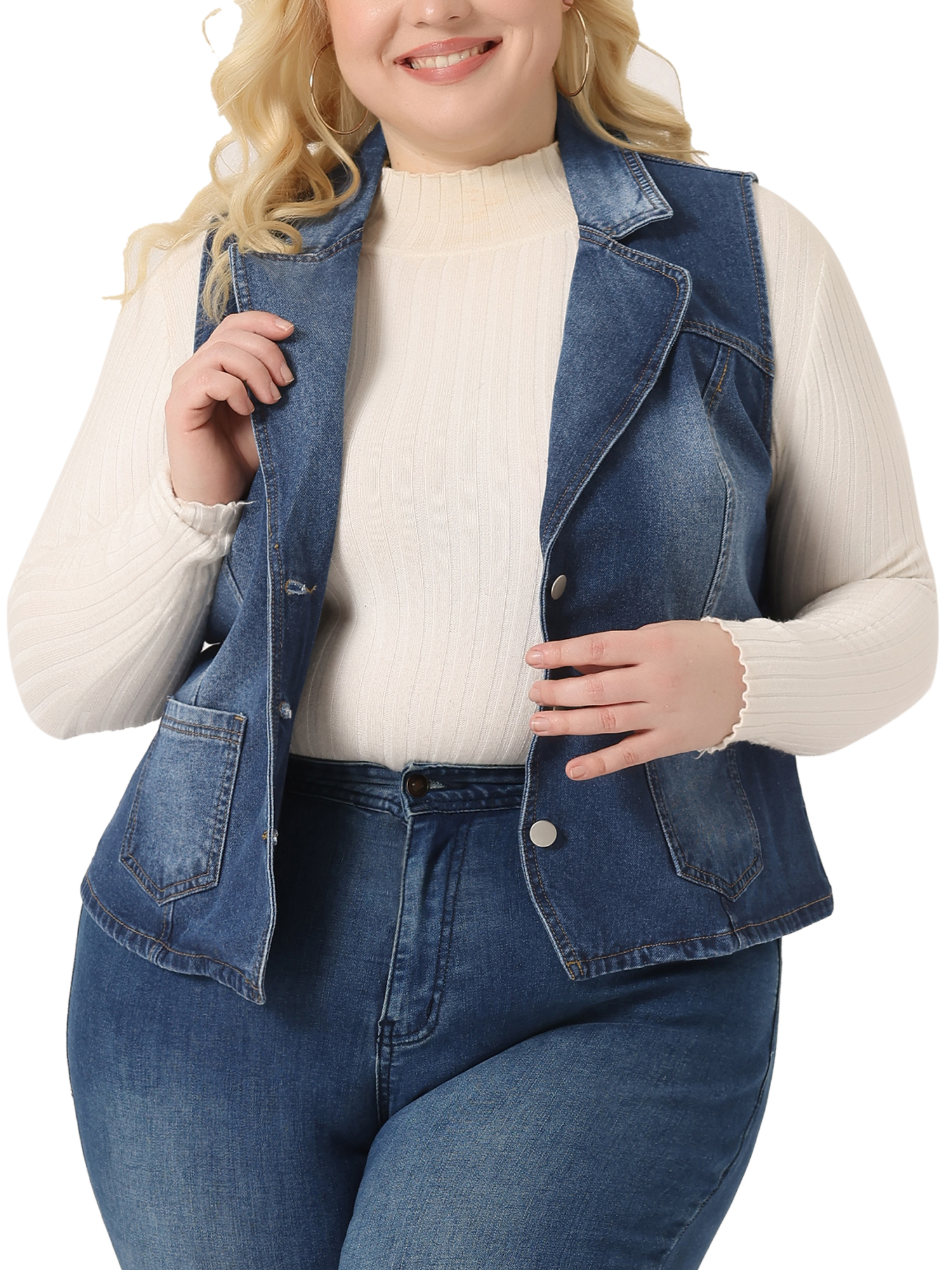 MixMatchy Junior Fit Sleeveless Denim Jacket Vest – Button Up, Solid Color