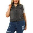 thumbnail image 1 of Agnes Orinda Plus Size Denim Vest for Women Sleeveless Zip Up Button Down Jeans Jacket Vest 3X Gray, 1 of 7